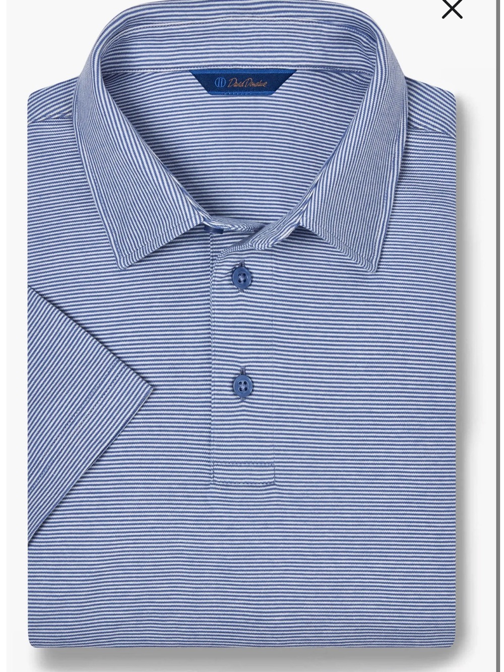 David Donahue Stripe Interlock Cotton Polo size Small blue